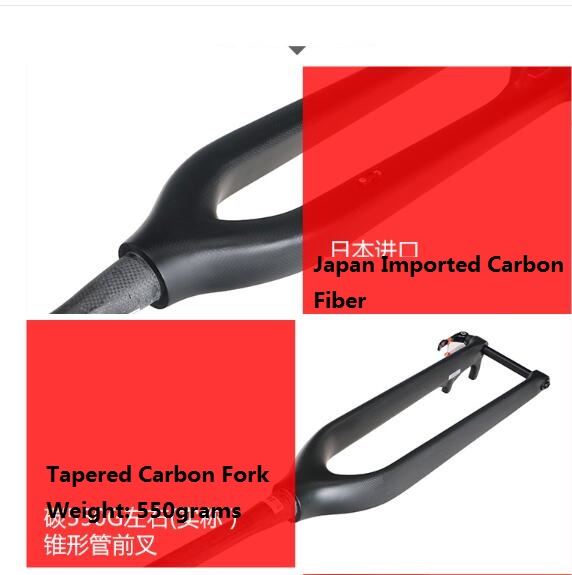 29er Full Carbon Fiber Mtb ποδηλατικό πιρούνι μέσω του άξονα Στρογγυλοστρώμα T800 Carbon Rigid Fork 1