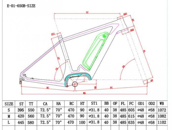 27.5er Φύλλα άνθρακα Ebike MTB Φρέμα ταιριάζει με Bafang Mid-Drive System 2