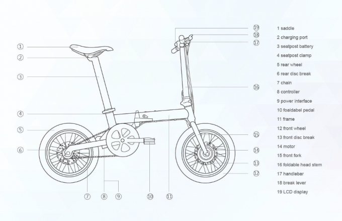 CE 16 "Ηλεκτρικό αναδιπλούμενο ποδήλατο / ποδήλατο 200-250w χωρίς βούρτσα μπαταρία λιθίου 0
