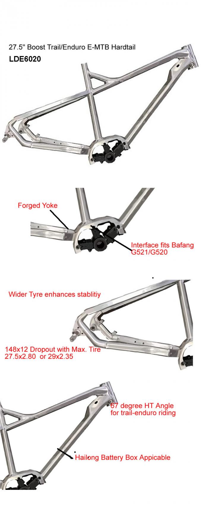 29er Bafang 500w E-Bike Frame Mid-Drive Ηλεκτρικά εξαρτήματα ποδηλάτων 0