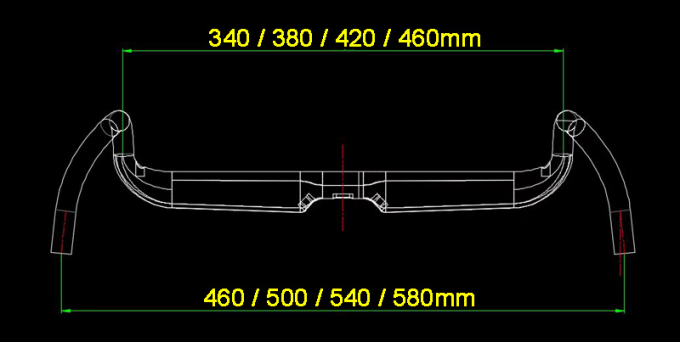 31.8mm Carbon Fiber Road Handlebar 80MM/65MM Drop/Reach Flared Bar Ends Μαύρο 9